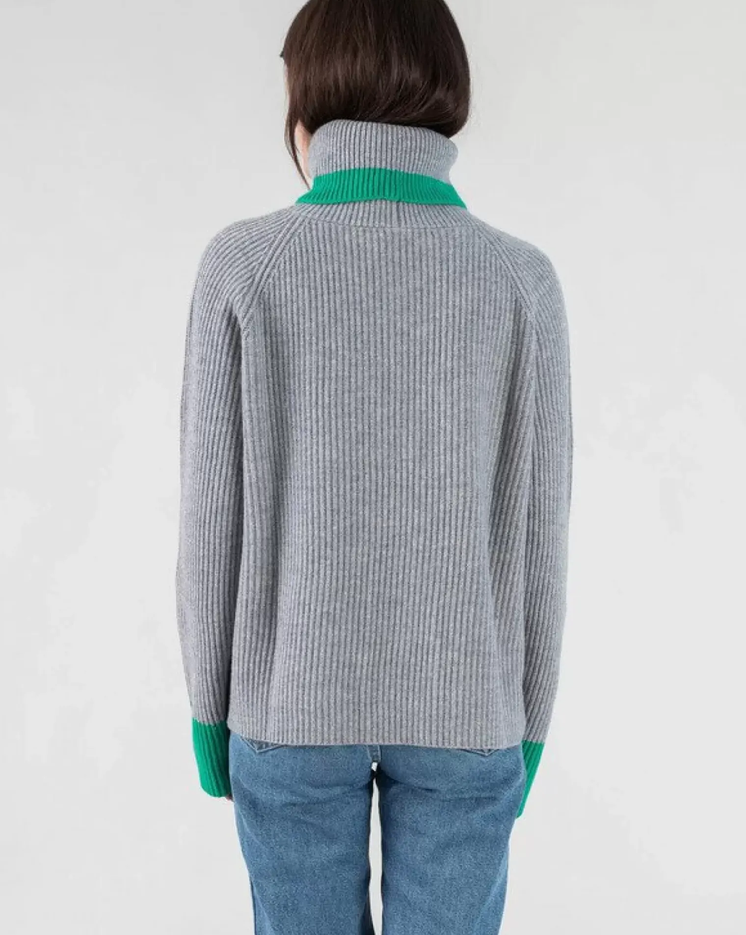 Kujten Sweaters & Sweatshirts>Woman Raglan Turtleneck Cashmere Sweater Gris Chine
