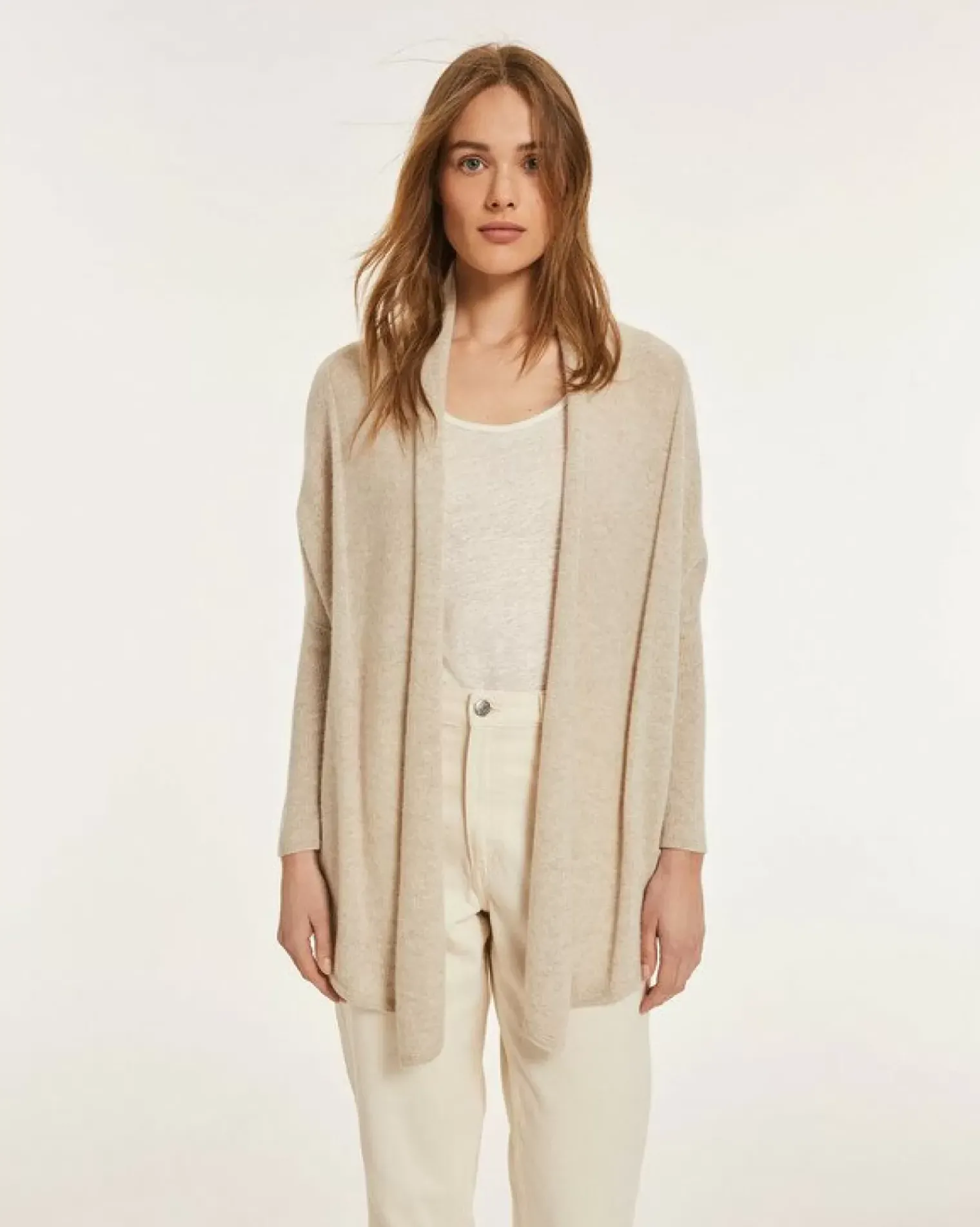 Kujten Jackets & Vests>Woman Shawl Collar Cashmere Vest Avoine