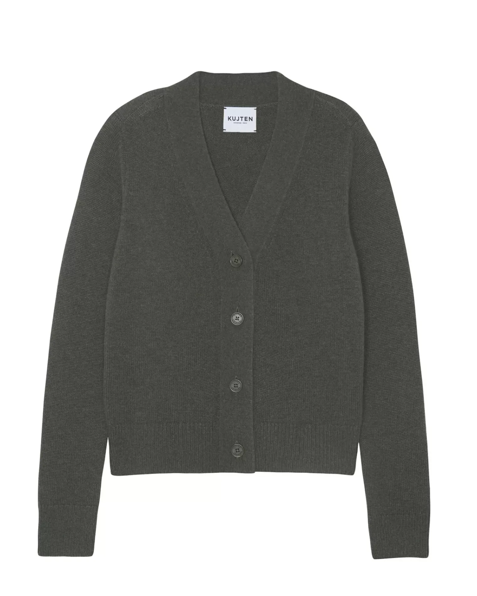 Kujten Jackets & Vests>Woman Short Cashmere Cardigan Kaki Fonce