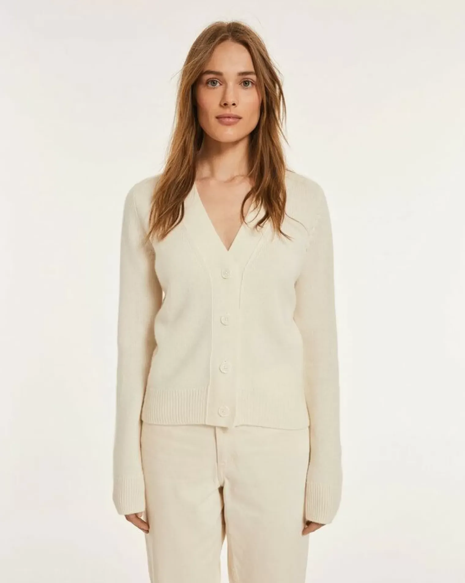 Kujten Jackets & Vests>Woman Short Cashmere Cardigan Blanc