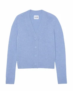 Kujten Jackets & Vests>Woman Short Cashmere Cardigan Bleu Jeans