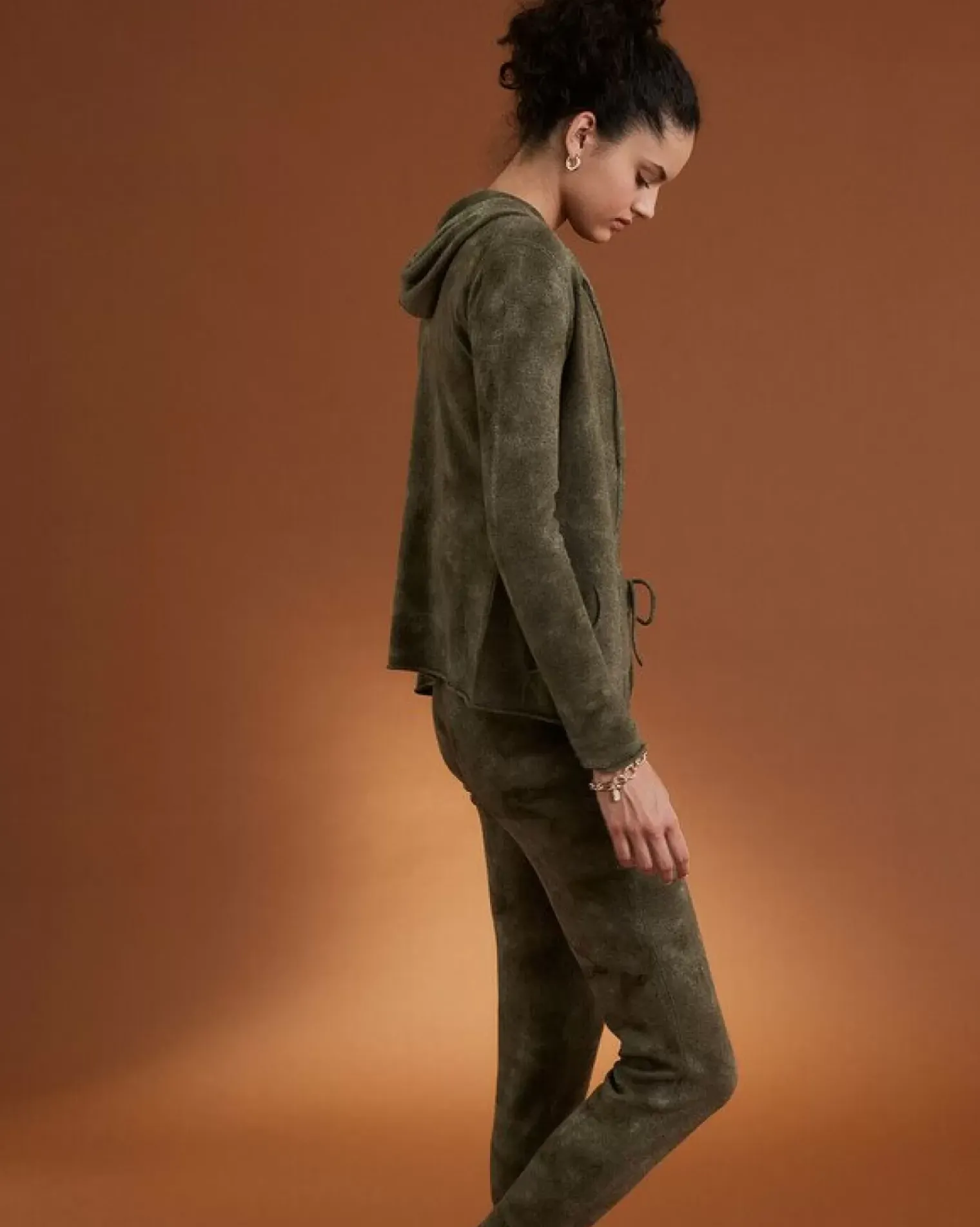 Kujten Jackets & Vests>Women Basic Cashmere Cardigan Kaki Chine