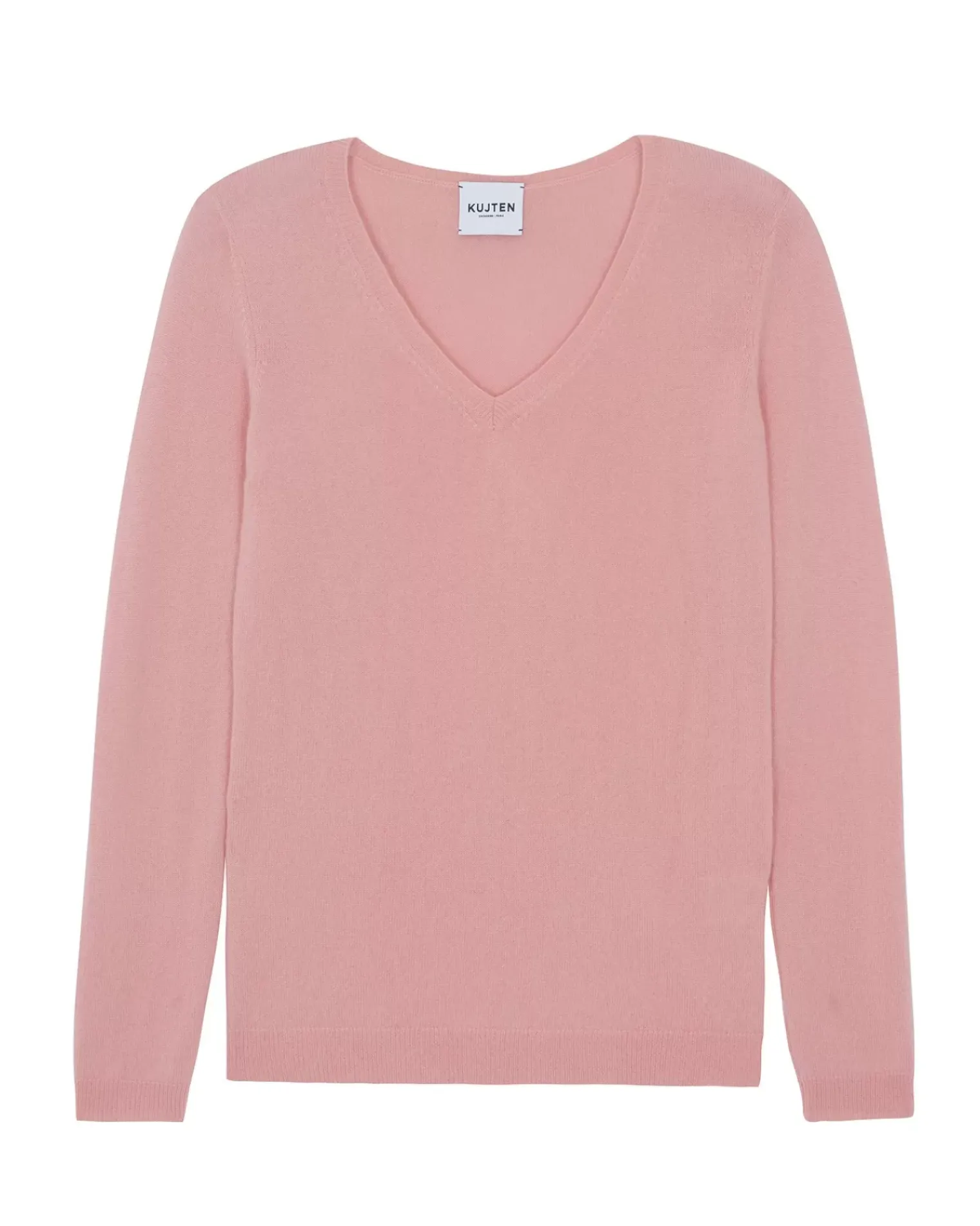 Kujten Sweaters & Sweatshirts>Women Basic Cashmere Sweater, 2-Threads Rose Guimauve