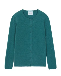 Kujten Jackets & Vests>Women Basic Round Neck Cashmere Cardigan Vert Chine
