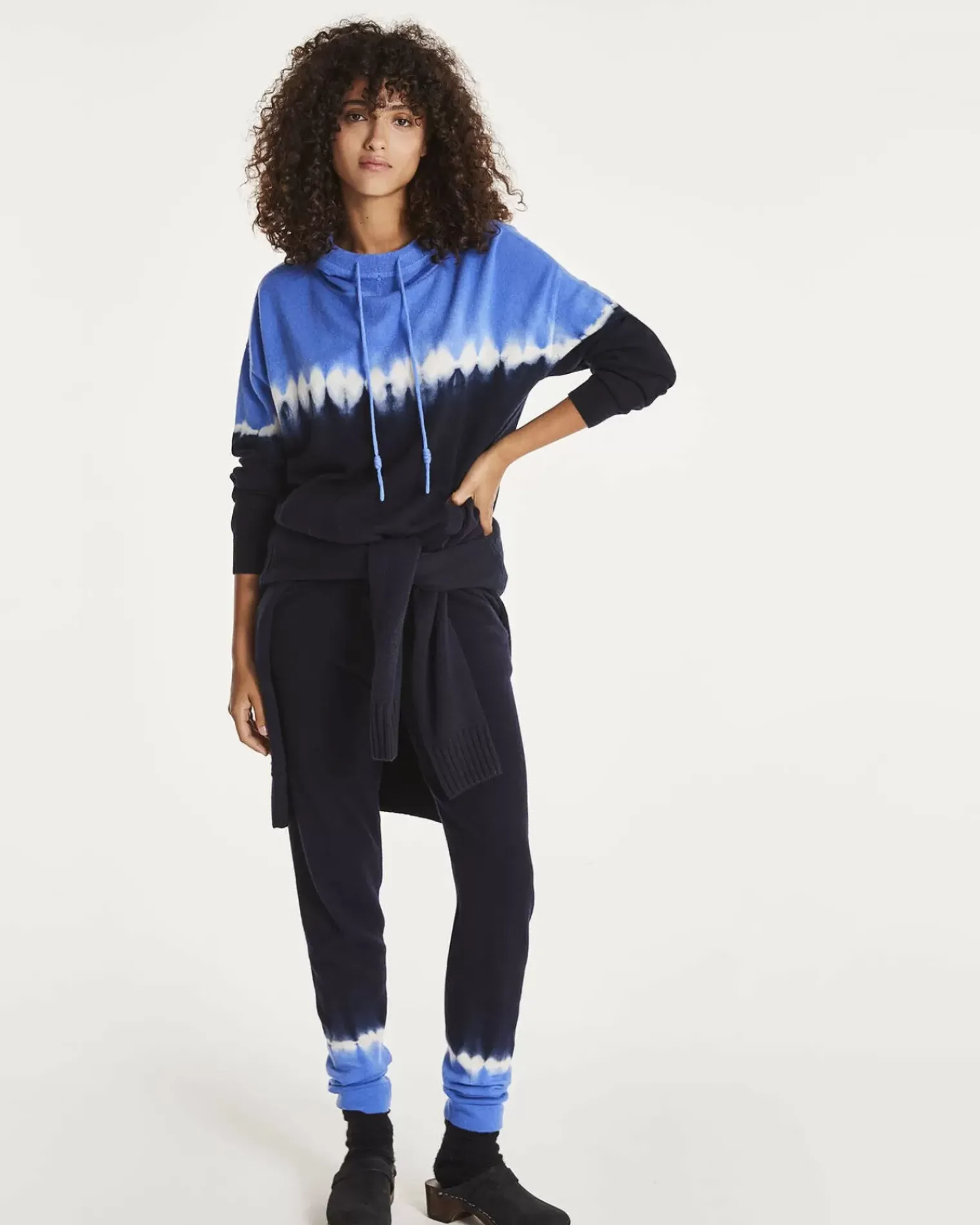 Kujten Joggings & Leggings>Women Bicolour Cashmere Jogging Bleu Kabalos