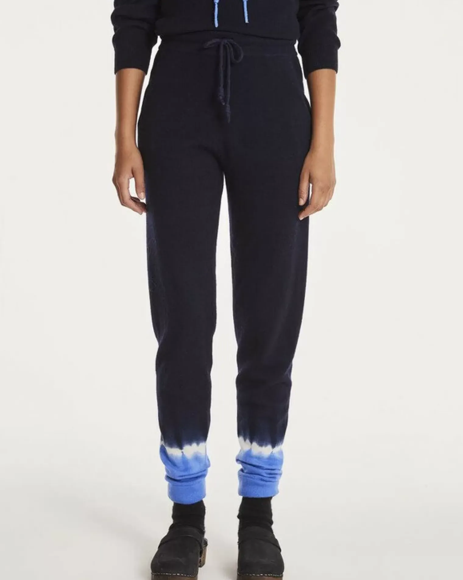 Kujten Joggings & Leggings>Women Bicolour Cashmere Jogging Bleu Kabalos