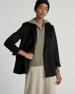 Kujten Coats>Women Blazer Collar Cashmere Jacket Noir
