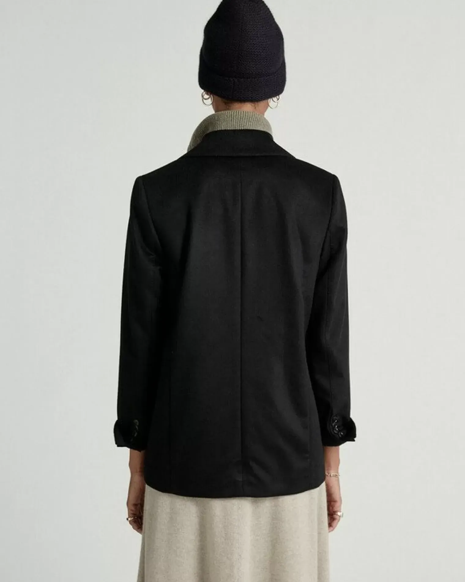 Kujten Coats>Women Blazer Collar Cashmere Jacket Noir