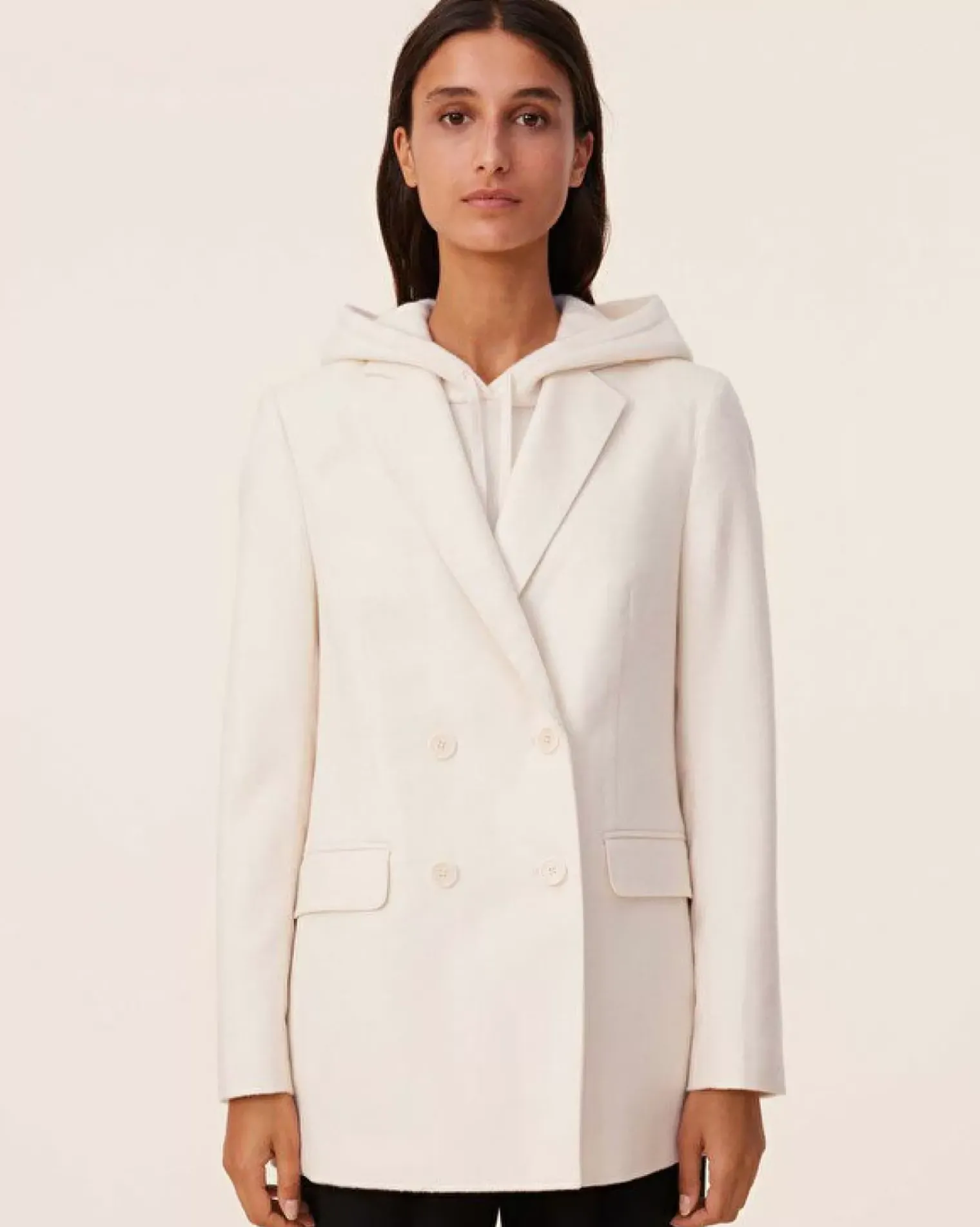 Kujten Coats>Women Blazer Collar Cashmere Jacket Blanc