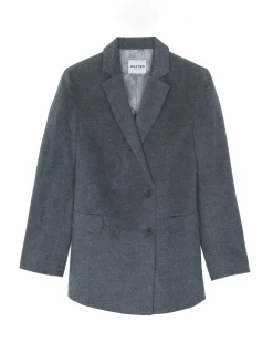 Kujten Coats>Women Blazer Collar Cashmere Jacket Gris Fonce