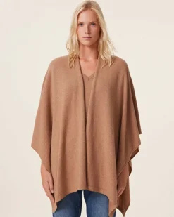 Kujten Capes & Ponchos>Women Cashmere Cape, 2-Threads Camelo