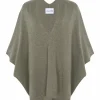 Kujten Capes & Ponchos>Women Cashmere Cape, 2-Threads Kaki Chine