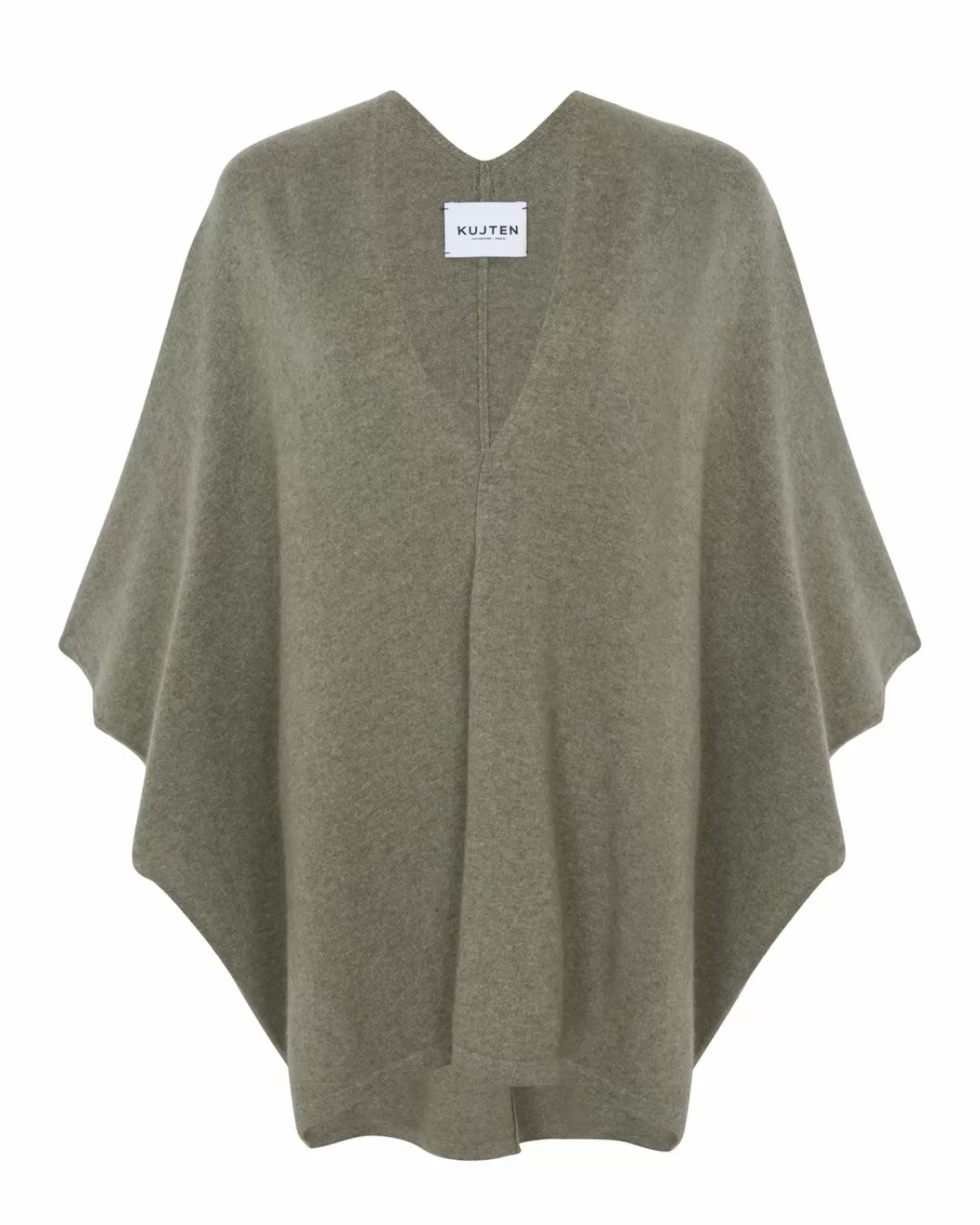 Kujten Capes & Ponchos>Women Cashmere Cape, 2-Threads Kaki Chine
