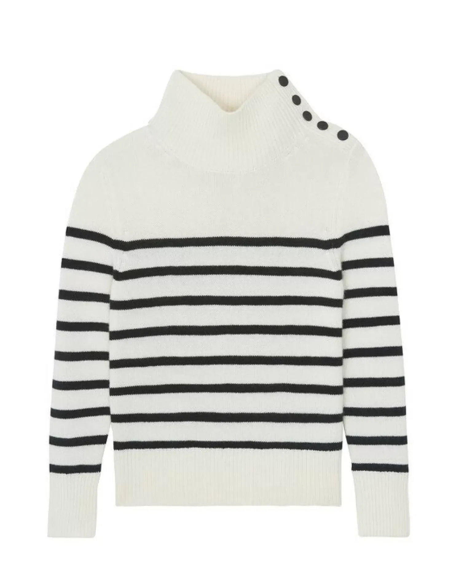 Kujten Sweaters & Sweatshirts>Women Cashmere Chimney Neck Sweater, 6-Threads Blanc Vintage