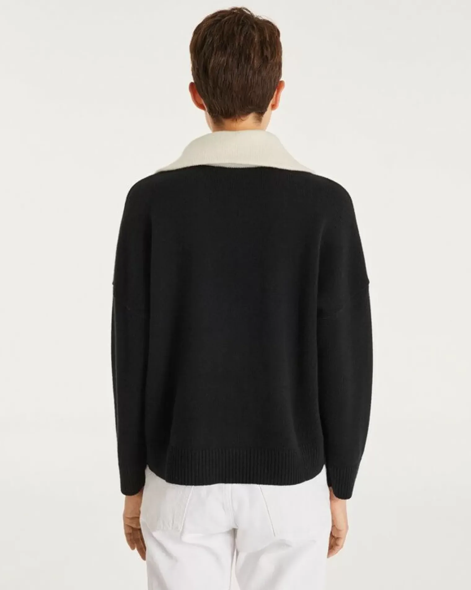 Kujten Sweaters & Sweatshirts>Women Cashmere Contrasted Sweater Noir