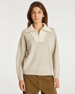 Kujten Sweaters & Sweatshirts>Women Cashmere Contrasted Sweater Avoine