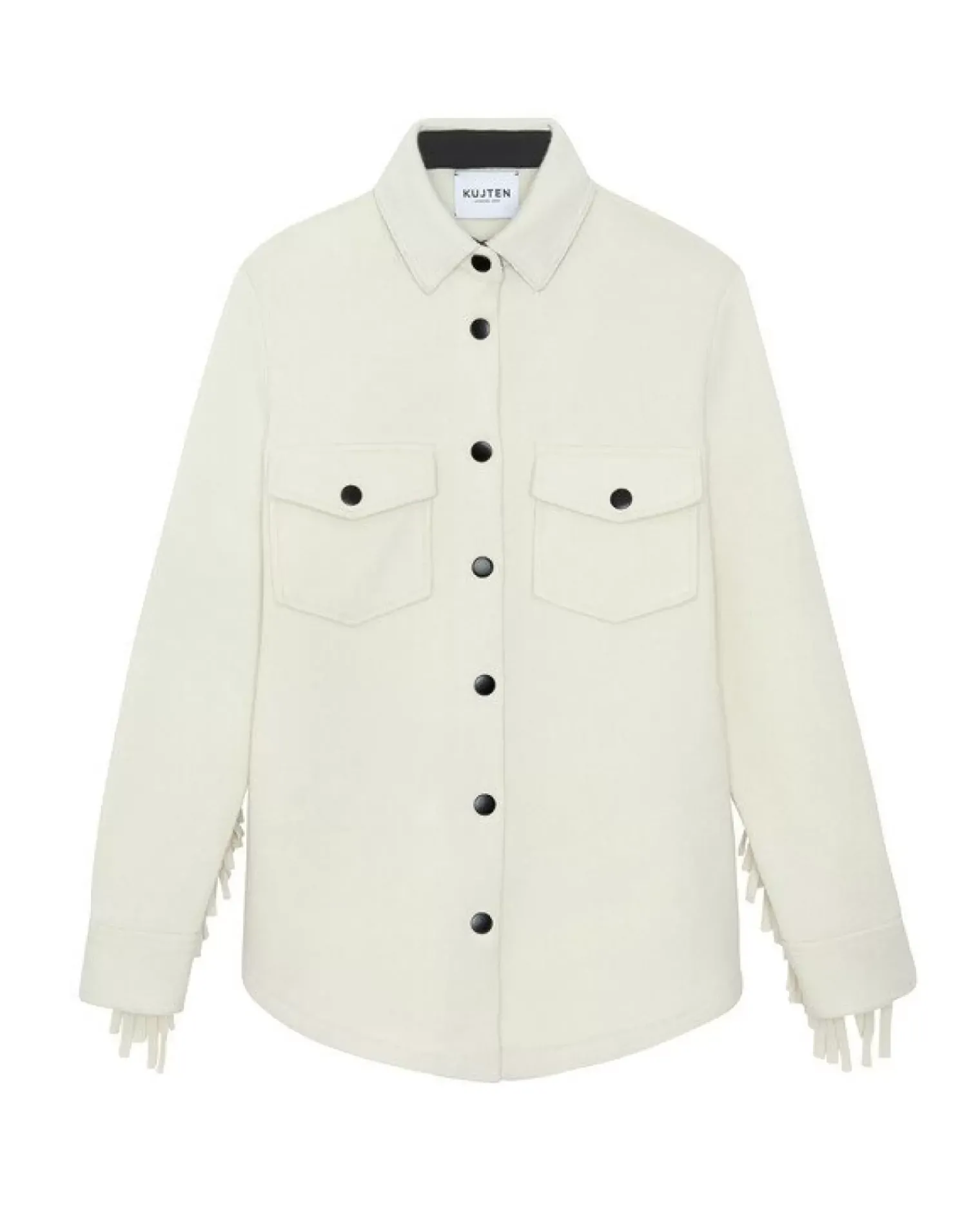 Kujten Jackets & Vests>Women Cashmere Fringed Cardigan Blanc Vintage