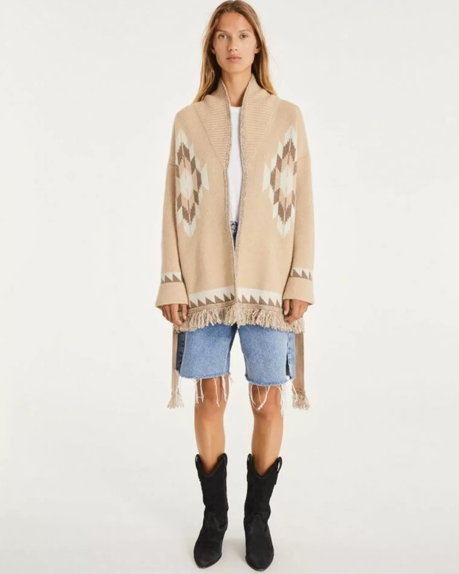 Kujten Jackets & Vests>Women Cashmere Fringed Collar Vest Organique
