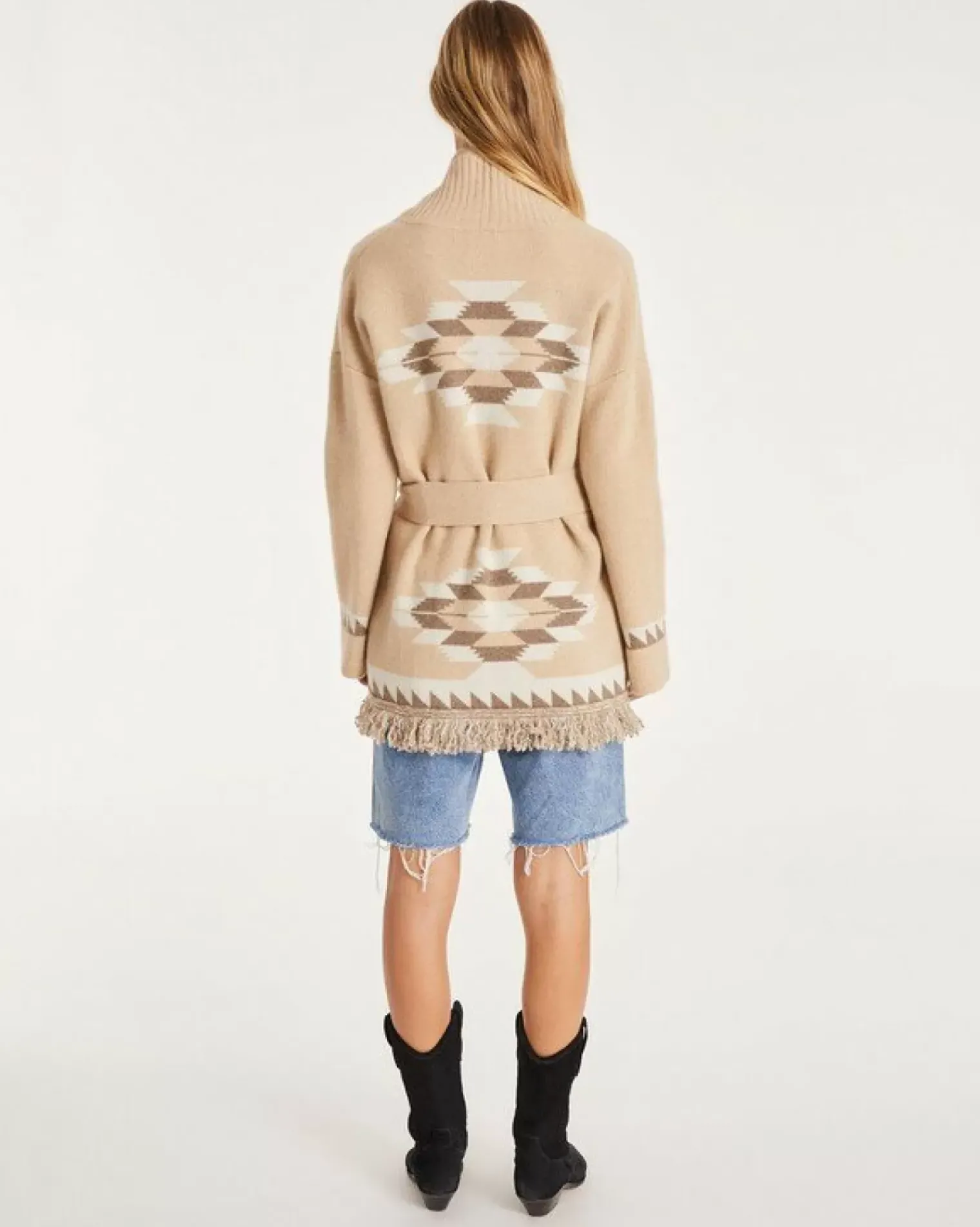 Kujten Jackets & Vests>Women Cashmere Fringed Collar Vest Organique