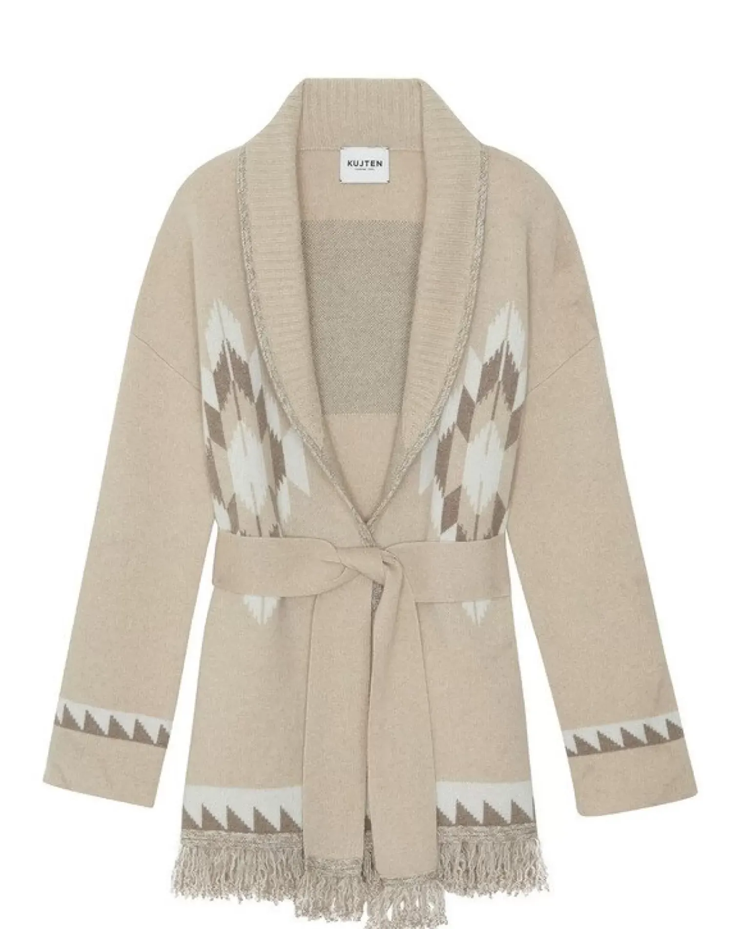 Kujten Jackets & Vests>Women Cashmere Fringed Collar Vest Organique