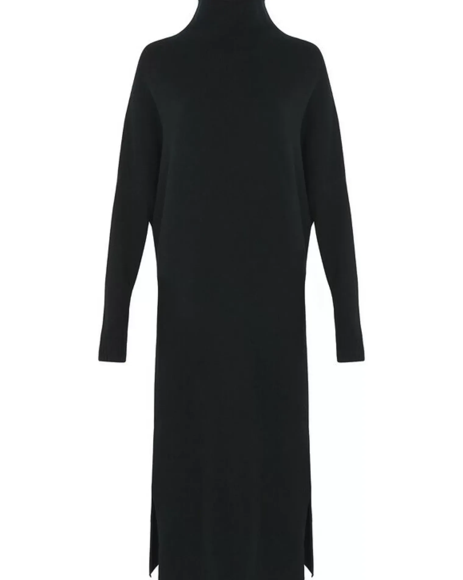 Kujten Dresses & Skirts>Women Cashmere Funnel Neck Long Dress Noir