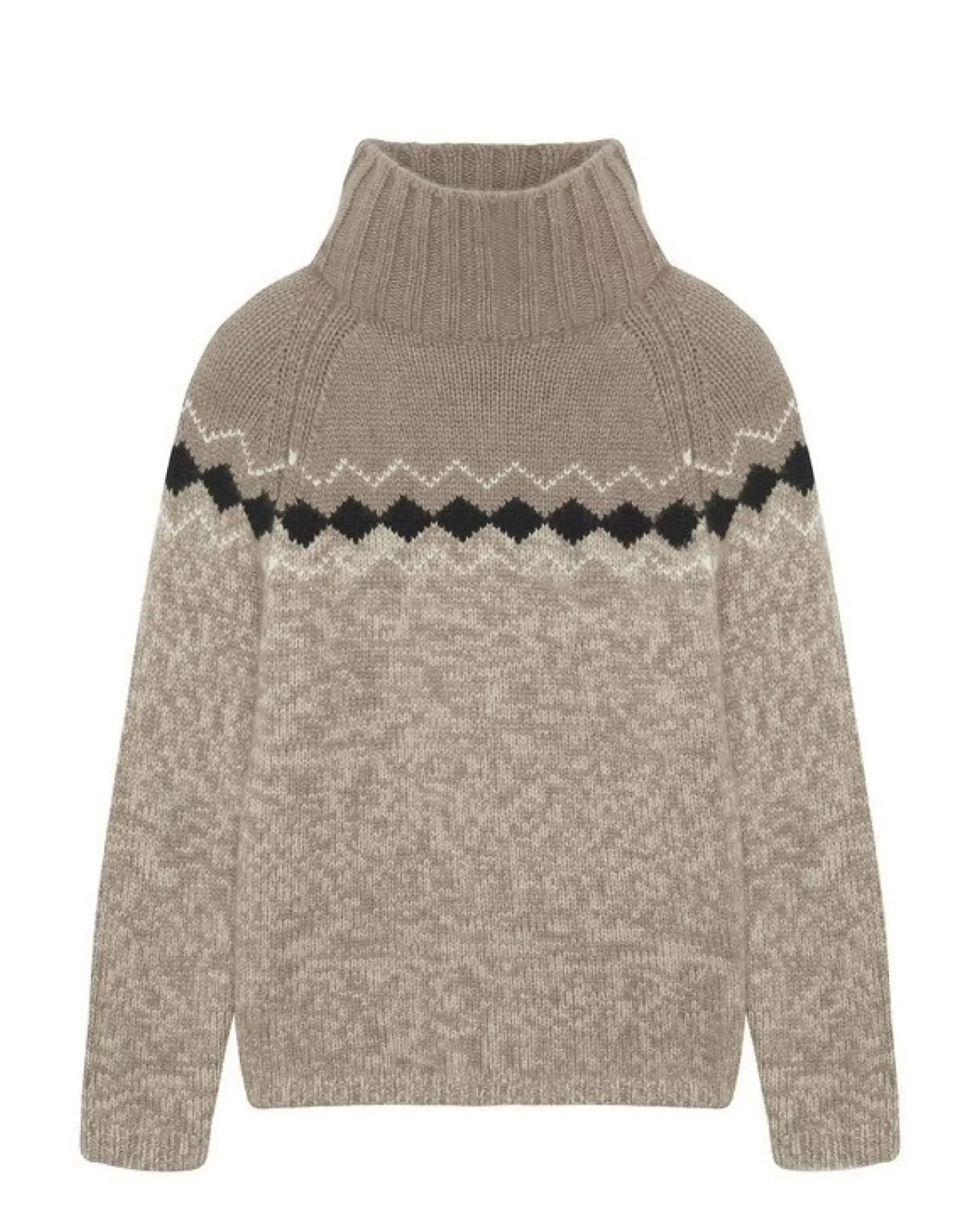 Kujten Sweaters & Sweatshirts>Women Cashmere Funnel Neck Sweater Beige Taupe