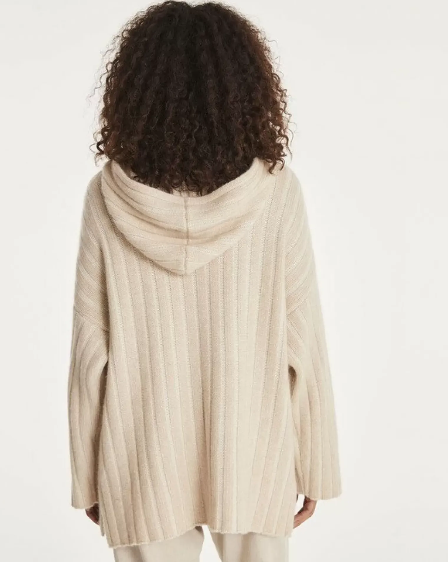 Kujten Capes & Ponchos>Women Cashmere Poncho With Hood Organique Mouline