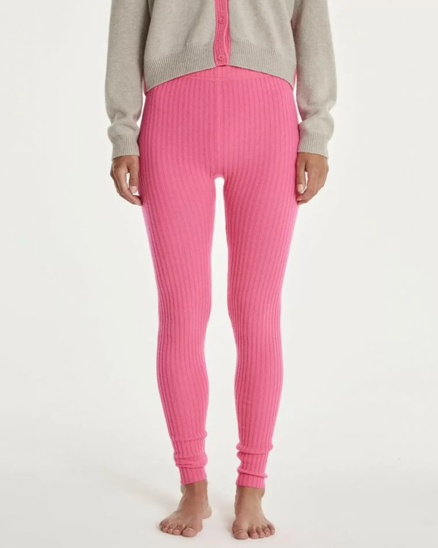 Kujten Joggings & Leggings>Women Cashmere Ribbed Leggings Rose Fluo