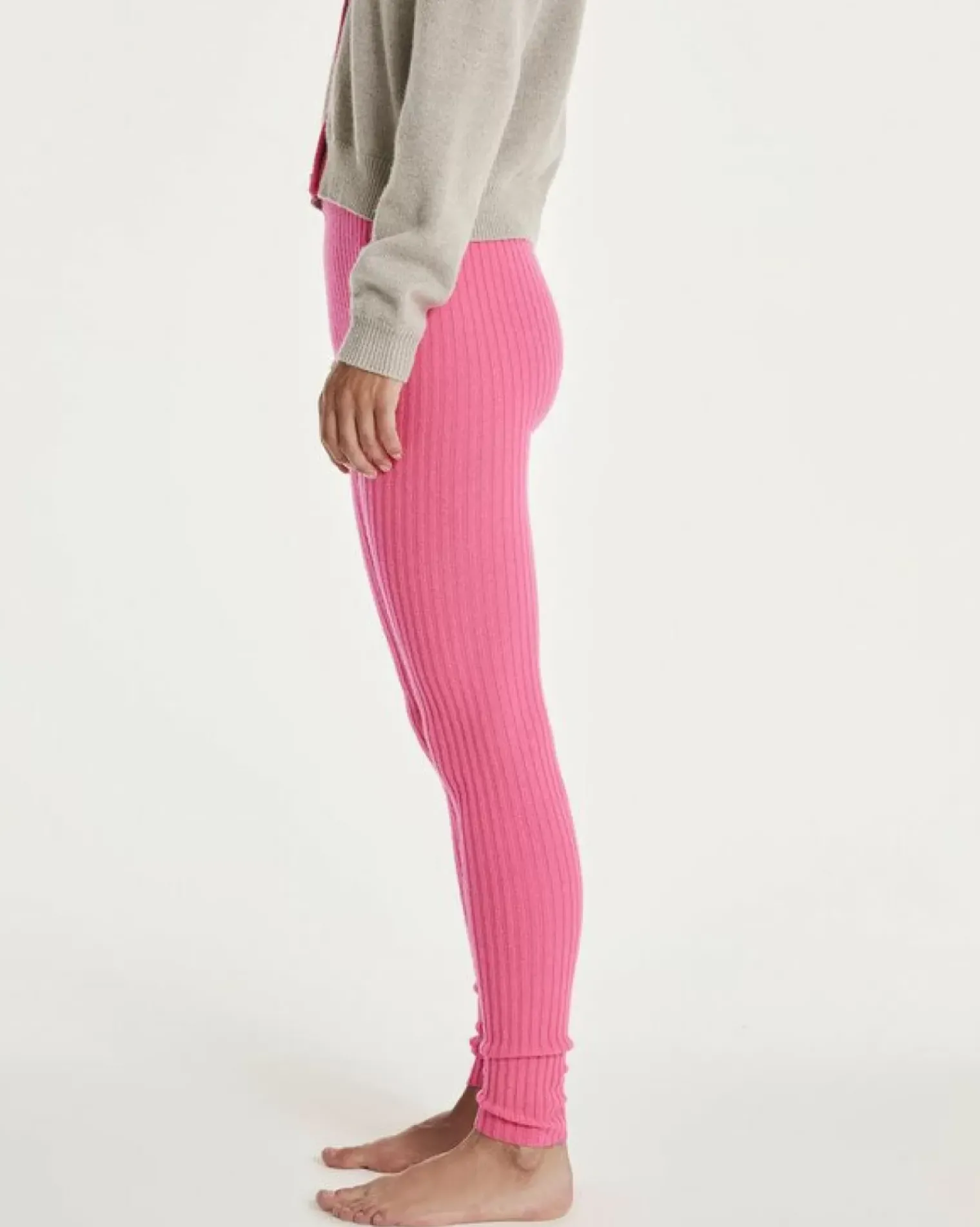 Kujten Joggings & Leggings>Women Cashmere Ribbed Leggings Rose Fluo