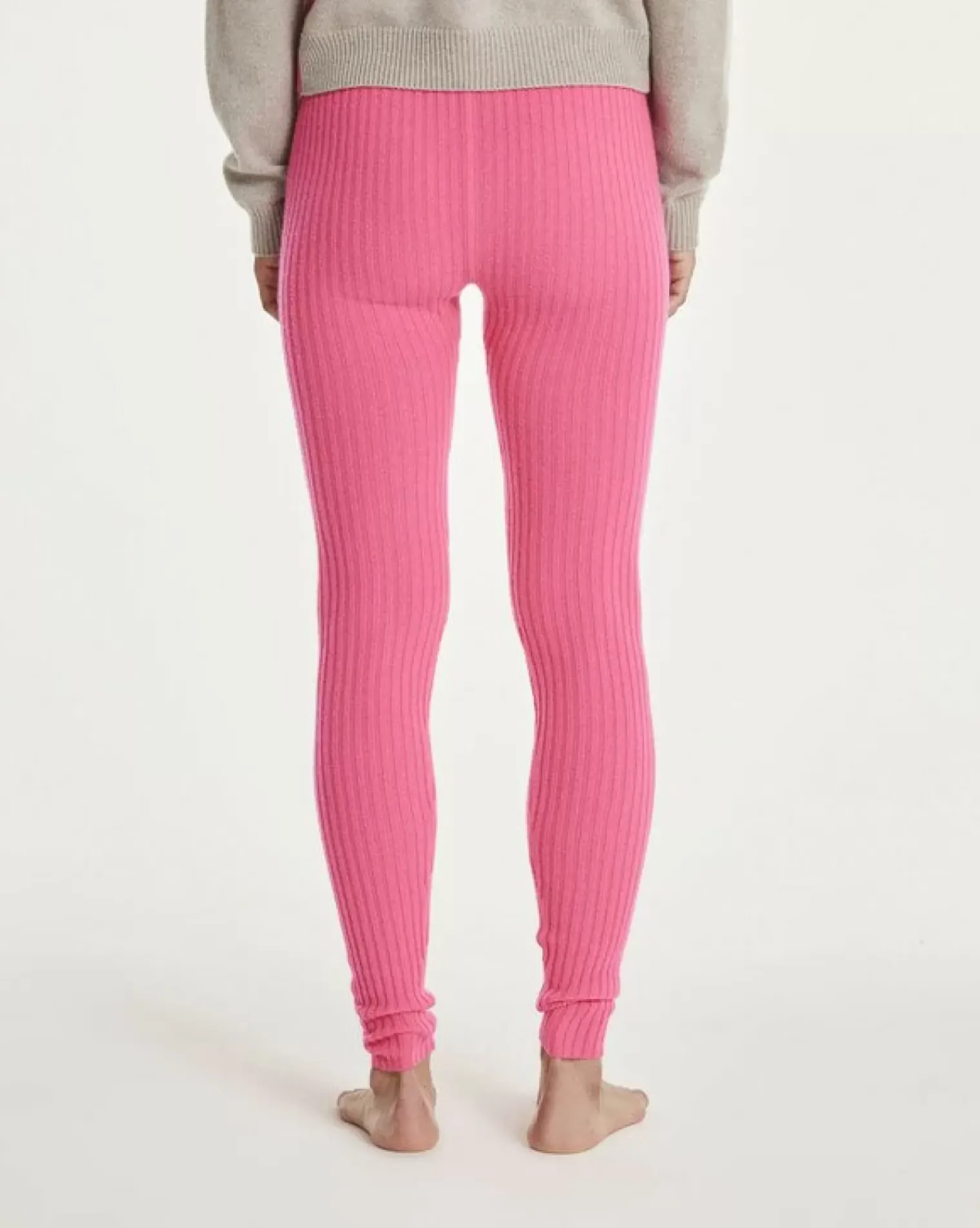 Kujten Joggings & Leggings>Women Cashmere Ribbed Leggings Rose Fluo