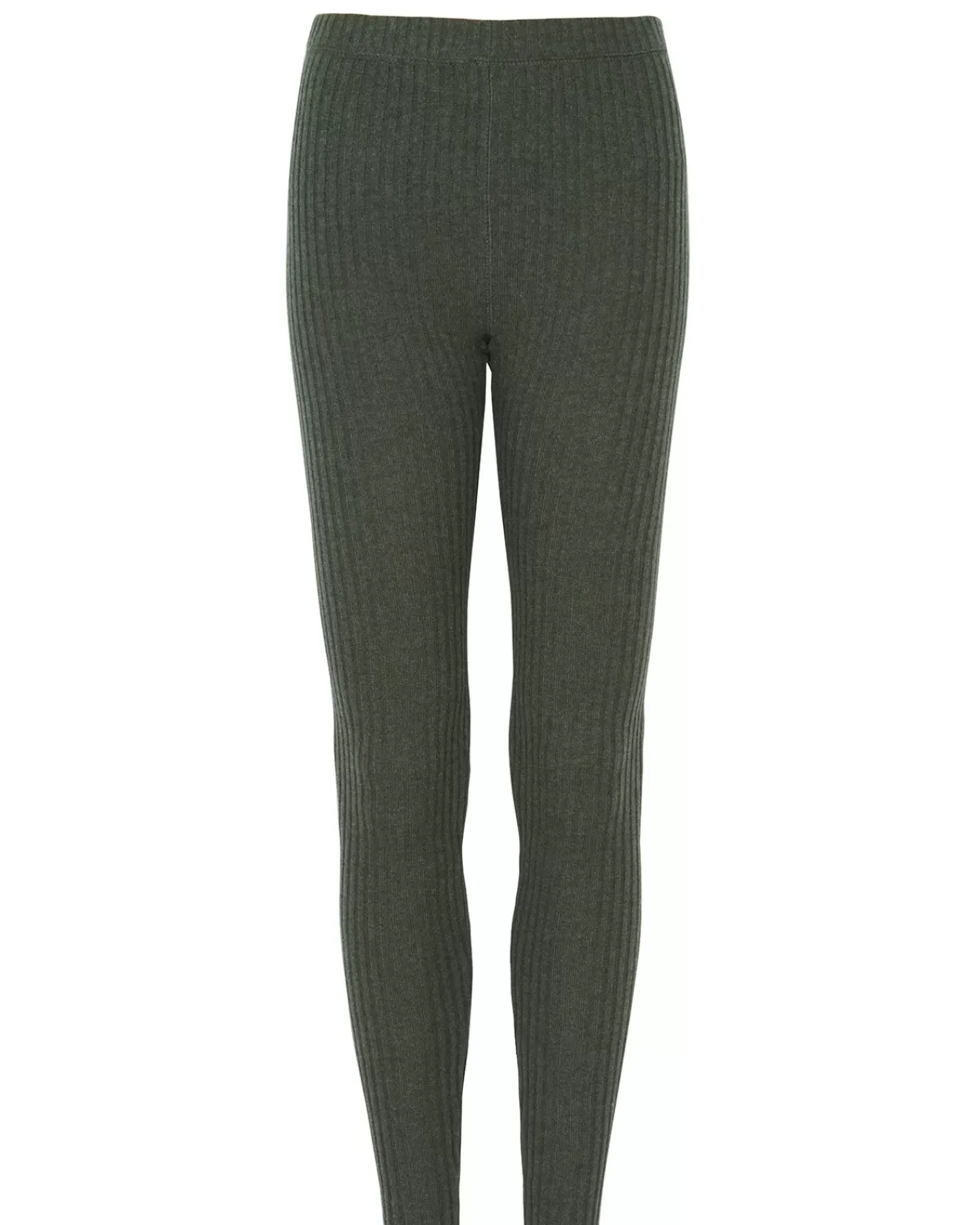 Kujten Joggings & Leggings>Women Cashmere Ribbed Leggings Kaki Fonce