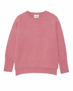 Kujten Sweaters & Sweatshirts>Women Cashmere Round Neck Sweater Low Shift Rose Chine