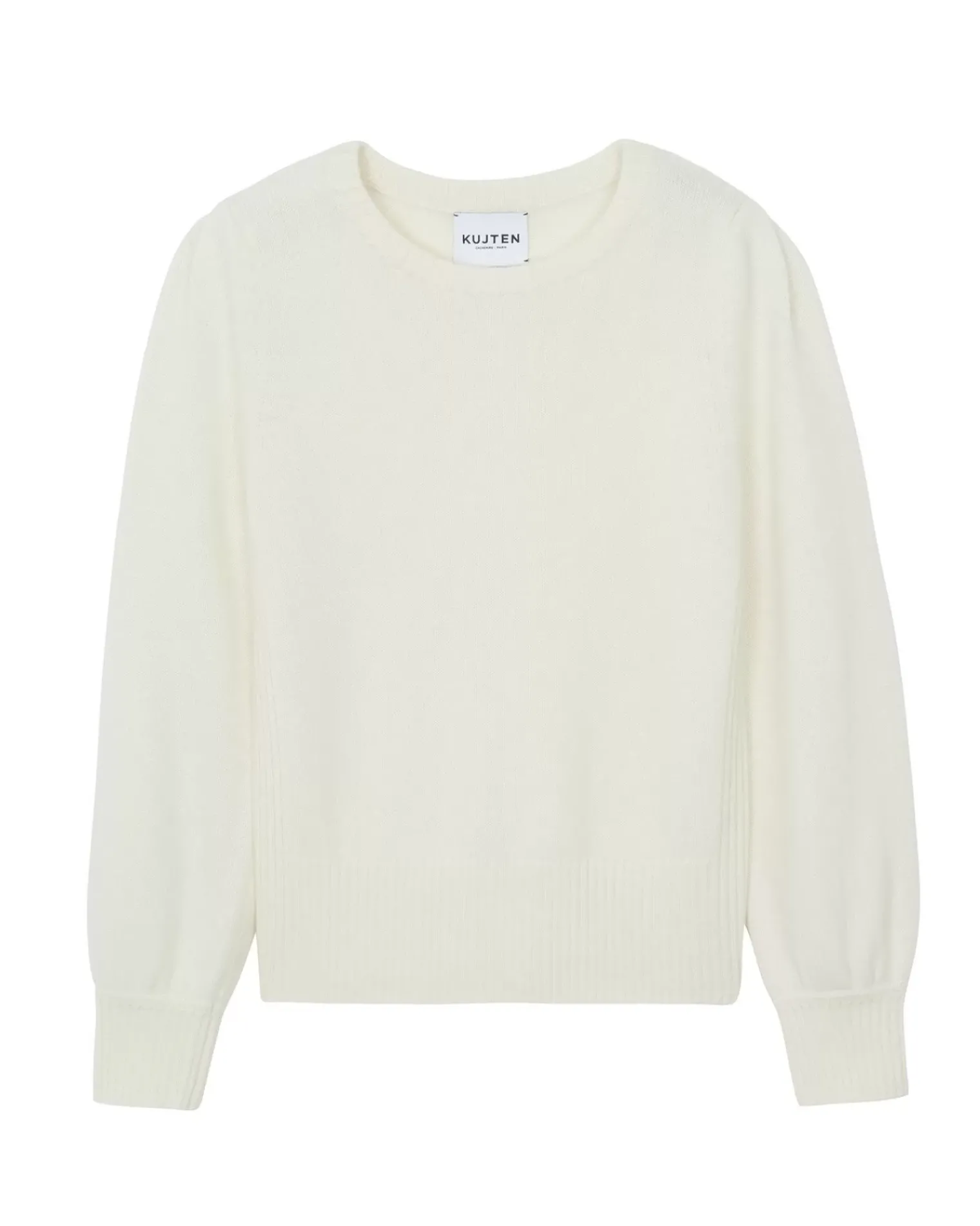 Kujten Sweaters & Sweatshirts>Women Cashmere Round Neck Sweater Blanc