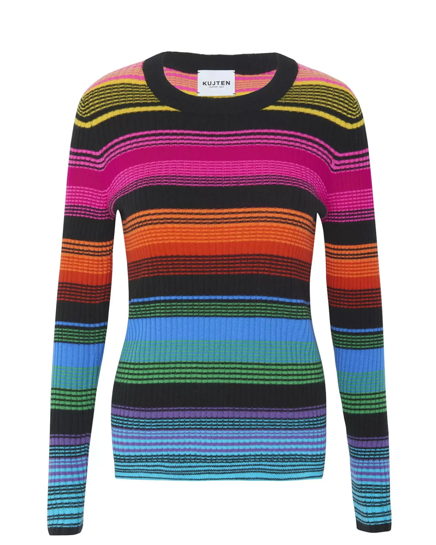 Kujten Sweaters & Sweatshirts>Women Cashmere Round Neck Sweater Noir