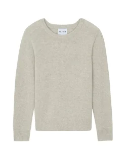 Kujten Sweaters & Sweatshirts>Women Cashmere Round Neck Sweater, 6-Threads Avoine