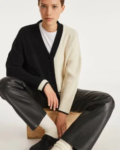Kujten Jackets & Vests>Women Cashmere Short Cardigan Blanc Vintage