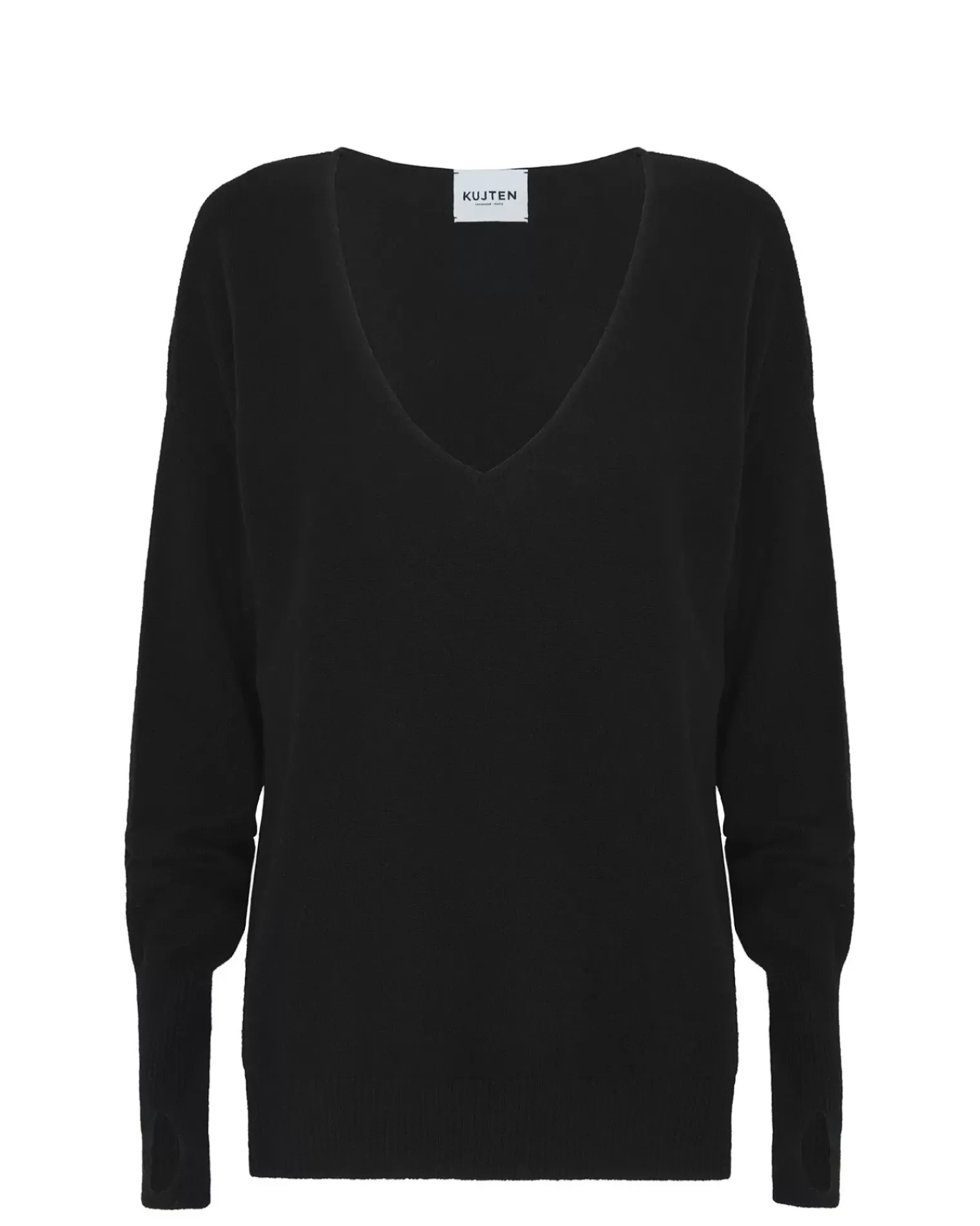 Kujten Sweaters & Sweatshirts>Women Cashmere Sweater Mittens Sleeves Noir