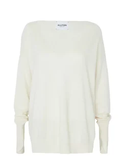 Kujten Sweaters & Sweatshirts>Women Cashmere Sweater Mittens Sleeves Blanc