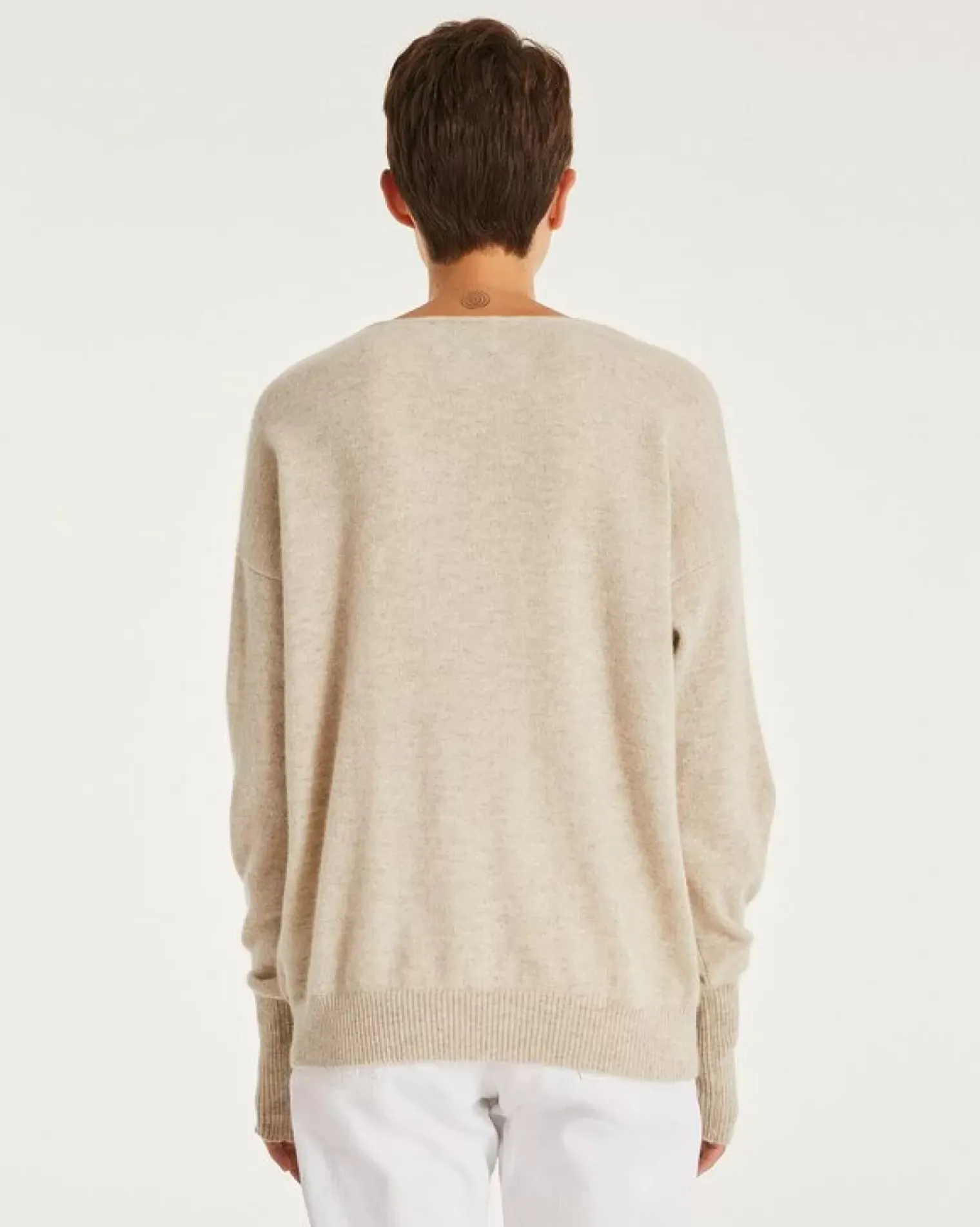 Kujten Sweaters & Sweatshirts>Women Cashmere Sweater Mittens Sleeves Avoine