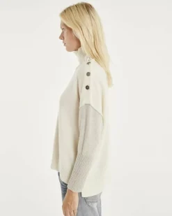 Kujten Sweaters & Sweatshirts>Women Cashmere Sweater With Buttons Gris Bouleau