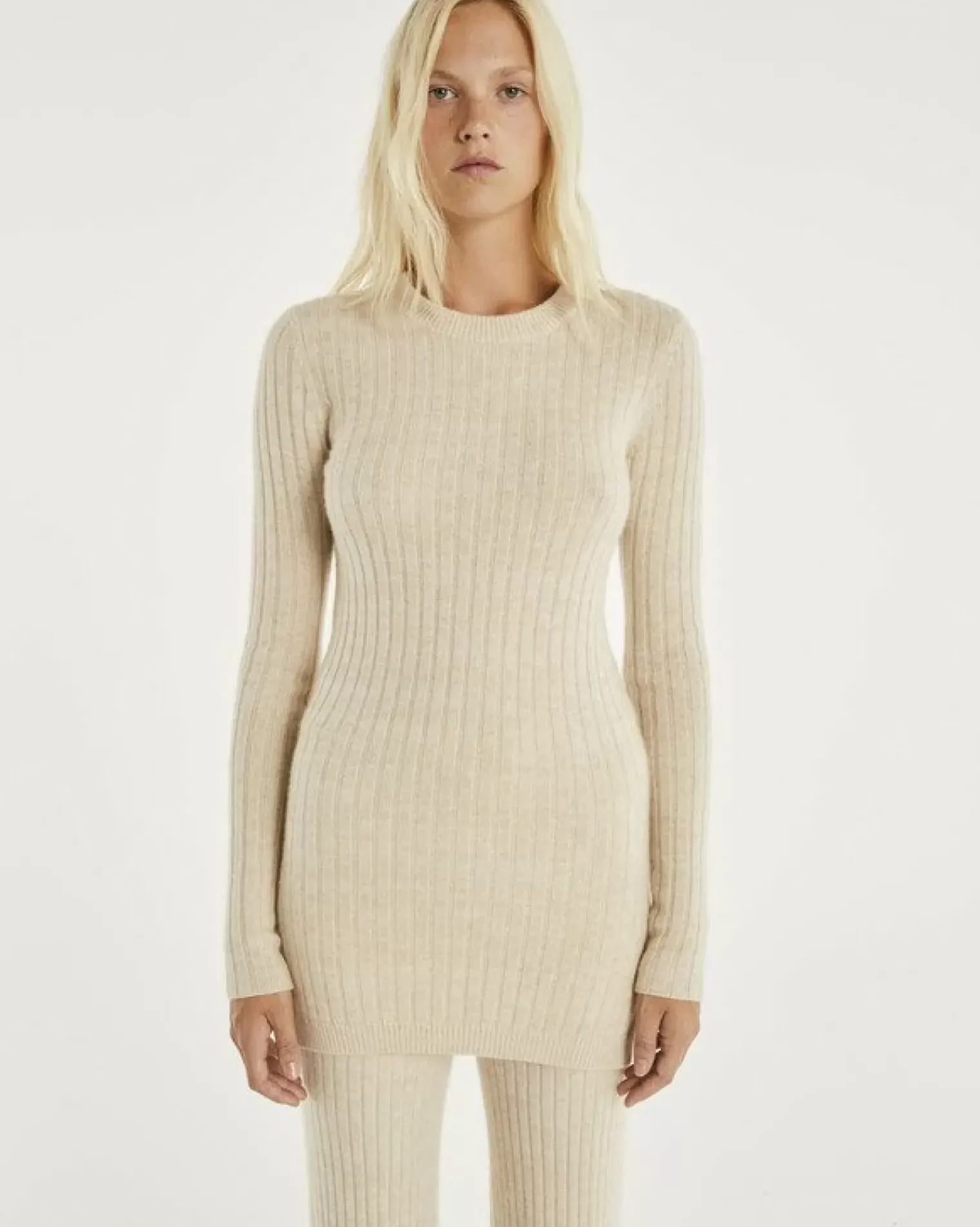 Kujten Sweaters & Sweatshirts>Women Cashmere Tunic Sweater Organique Mouline