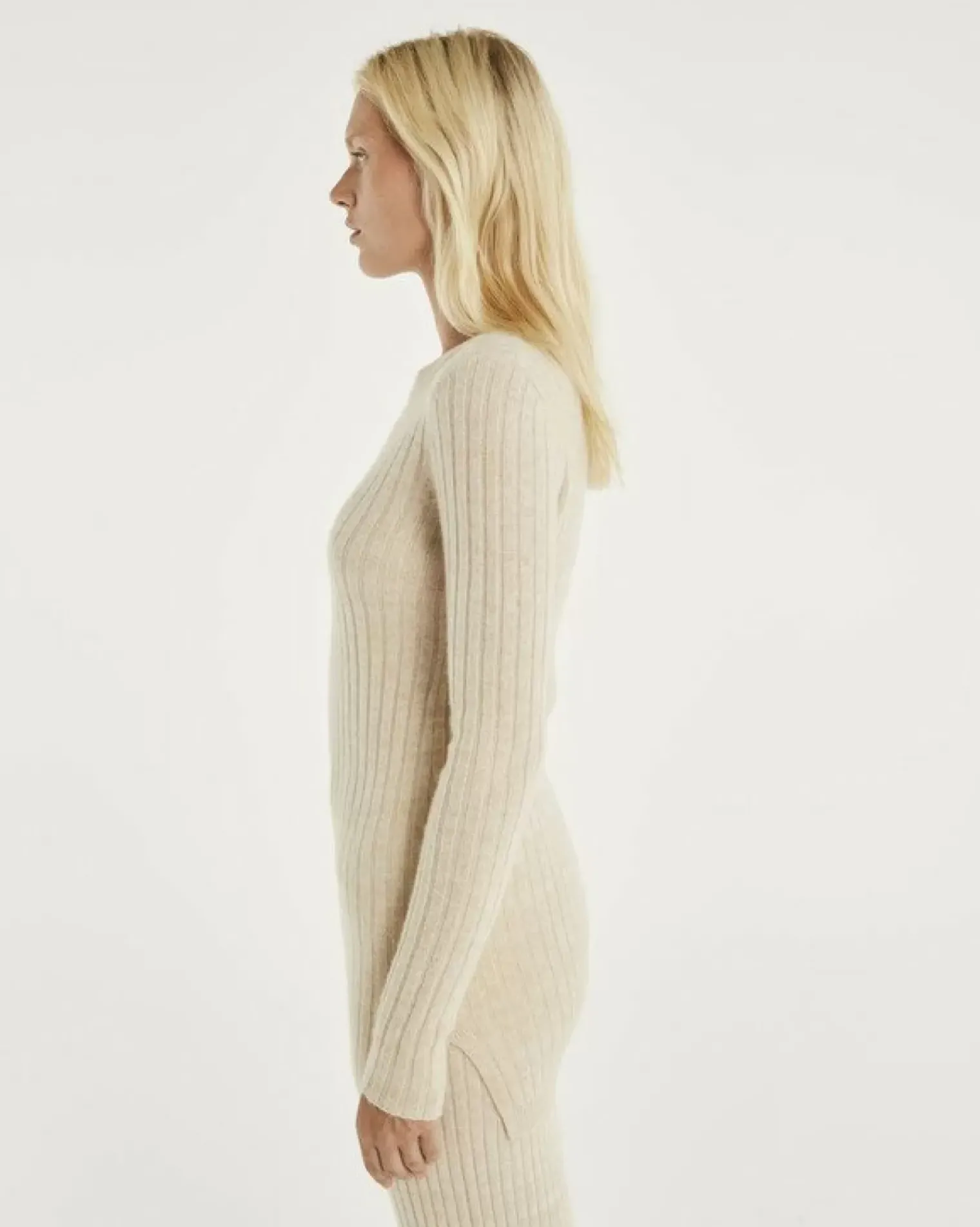 Kujten Sweaters & Sweatshirts>Women Cashmere Tunic Sweater Organique Mouline