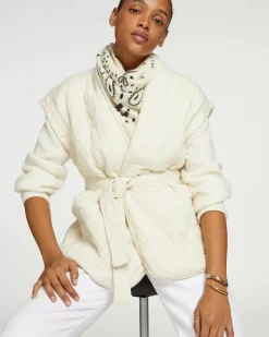 Kujten Jackets & Vests>Women Cashmere Vest Kimono Blanc Vintage