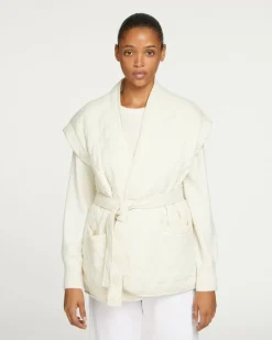 Kujten Jackets & Vests>Women Cashmere Vest Kimono Blanc Vintage
