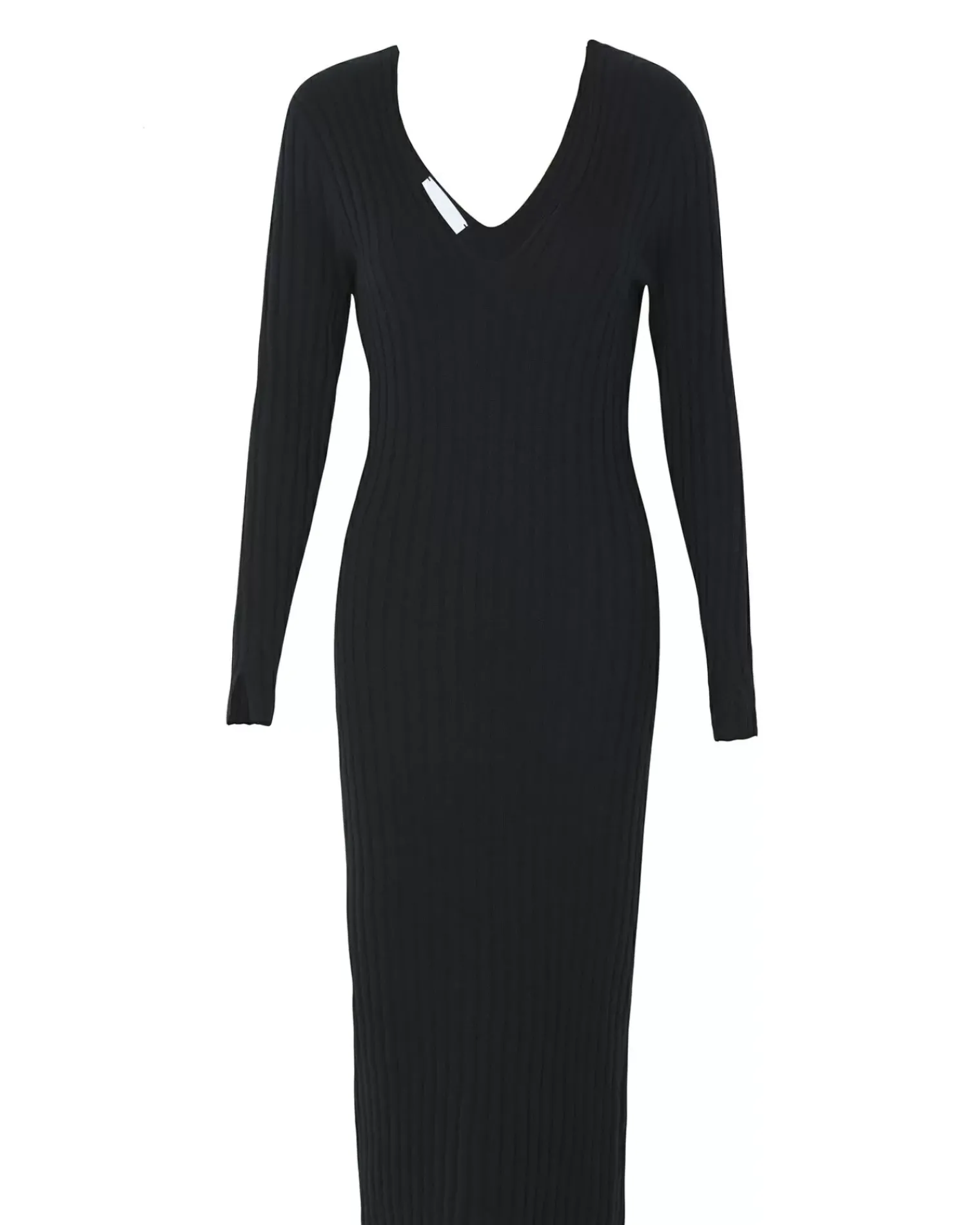 Kujten Dresses & Skirts>Women Cashmere V-Neck Long Dress Noir