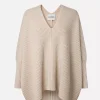 Kujten Capes & Ponchos>Women Cashmere V-Neck Poncho Beige Chine