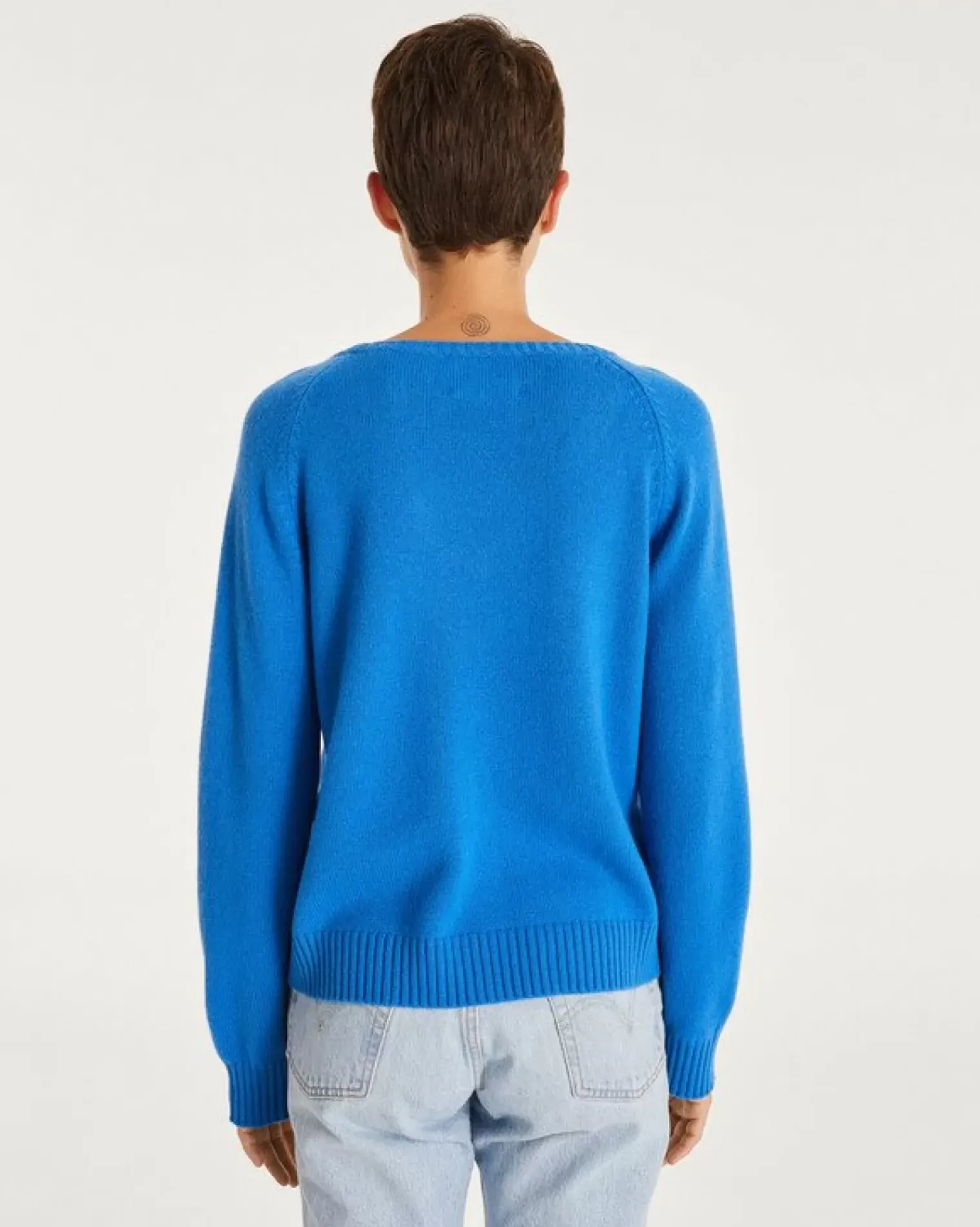 Kujten Sweaters & Sweatshirts>Women Cashmere V-Neck Sweater Bleu Kabalos