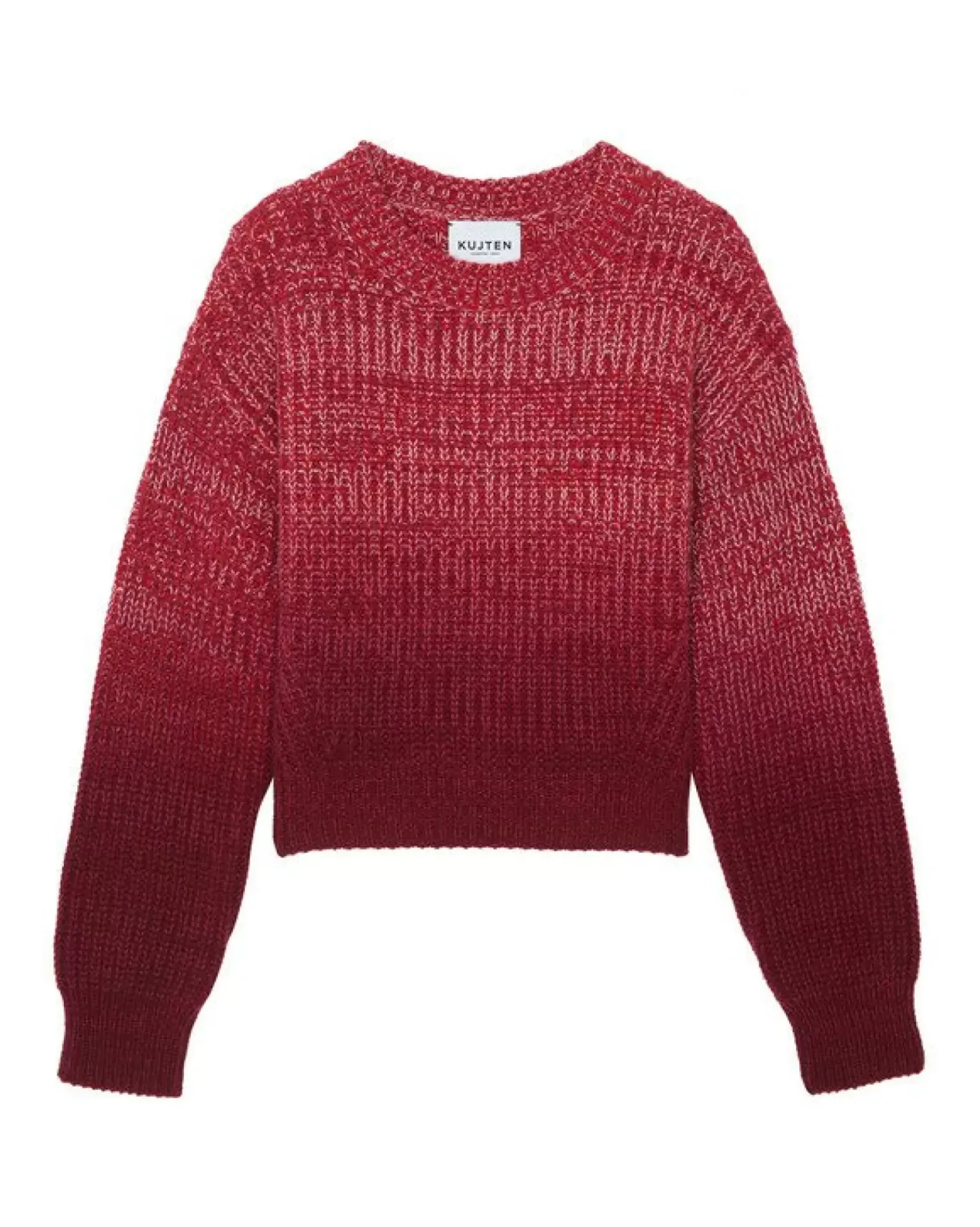 Kujten Sweaters & Sweatshirts>Women Cropped Round Neck Cashmere Sweater Rouge