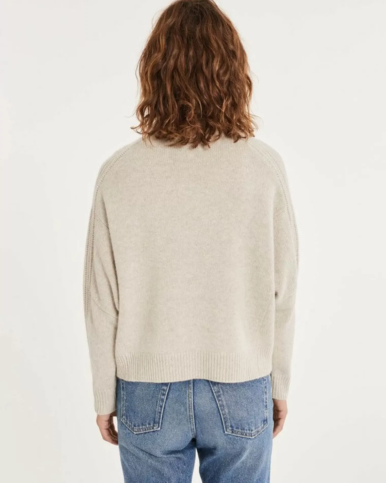 Kujten Sweaters & Sweatshirts>Women Cropped Trucker Cashmere Sweater Avoine