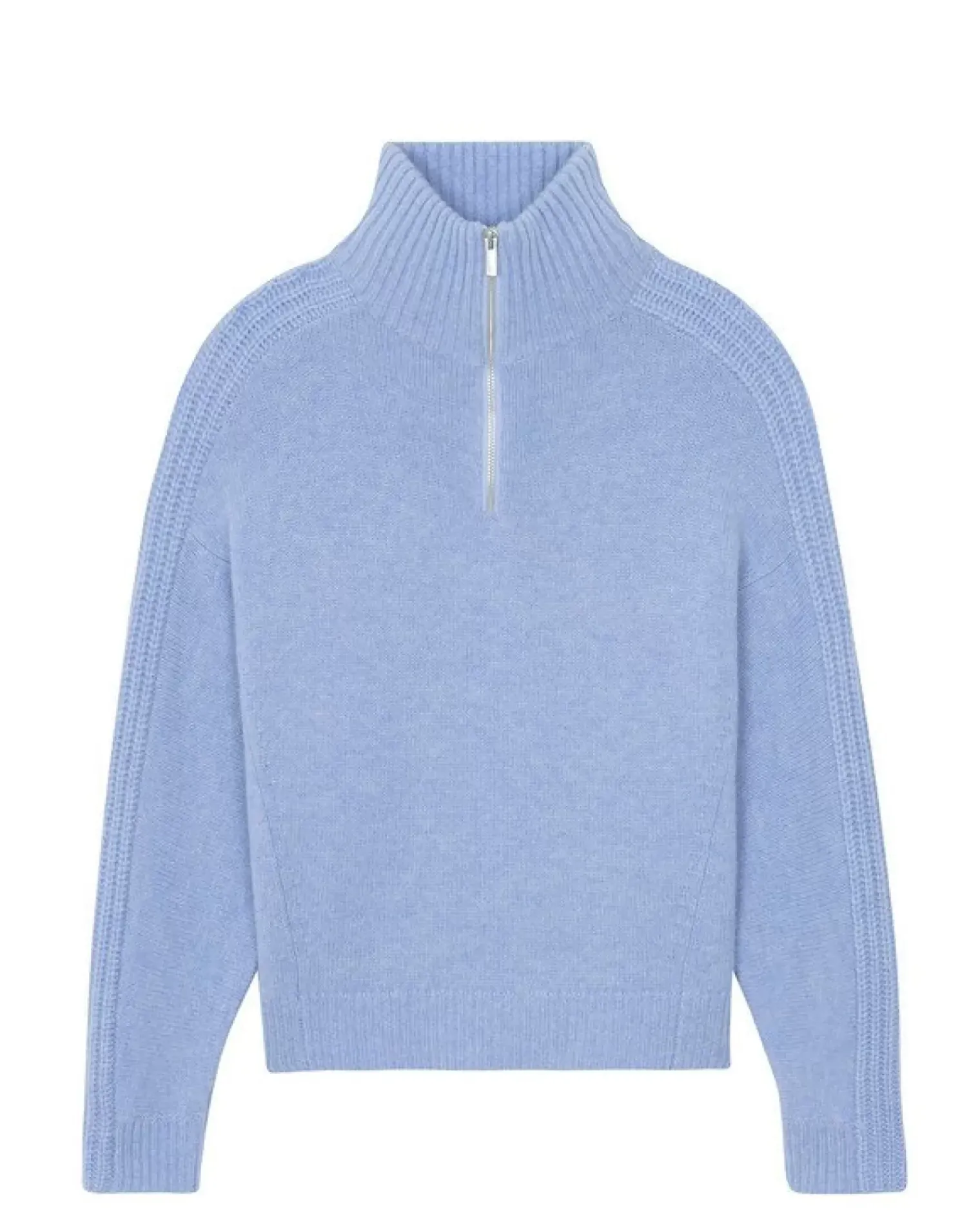 Kujten Sweaters & Sweatshirts>Women Cropped Trucker Cashmere Sweater Bleu Jeans